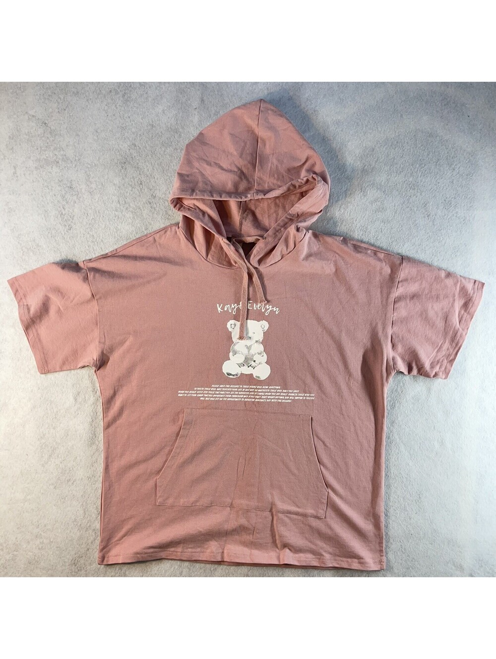 Pink Hoodie Zaful Forever Kay And Evelyn Teddy Bear Heart 4X Check Measurements